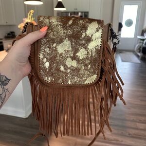 Genuine leather hair on montana west cross body
